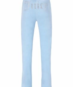 JUICY COUTURE COOL BLUE VELOUR DIAMANTE FLARED PANTS