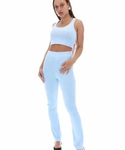 JUICY COUTURE TOPS COOL BLUE VELOUR DIAMANTE CROP TOP