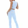 JUICY COUTURE COOL BLUE VELOUR DIAMANTE FLARED PANTS