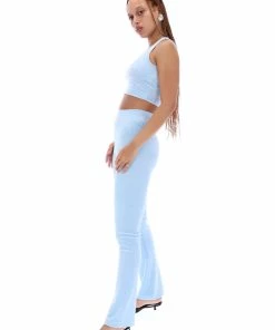 JUICY COUTURE COOL BLUE VELOUR DIAMANTE FLARED PANTS