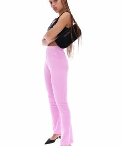 JUICY COUTURE BOTTOMS ORCHID PINK VELOUR DIAMANTE FLARED PANTS