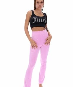 JUICY COUTURE BLACK VELOUR DIAMANTE CROP TOP