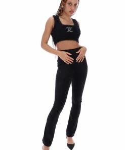 JUICY COUTURE TOPS BLACK FLUFFY KNIT CROP TOP