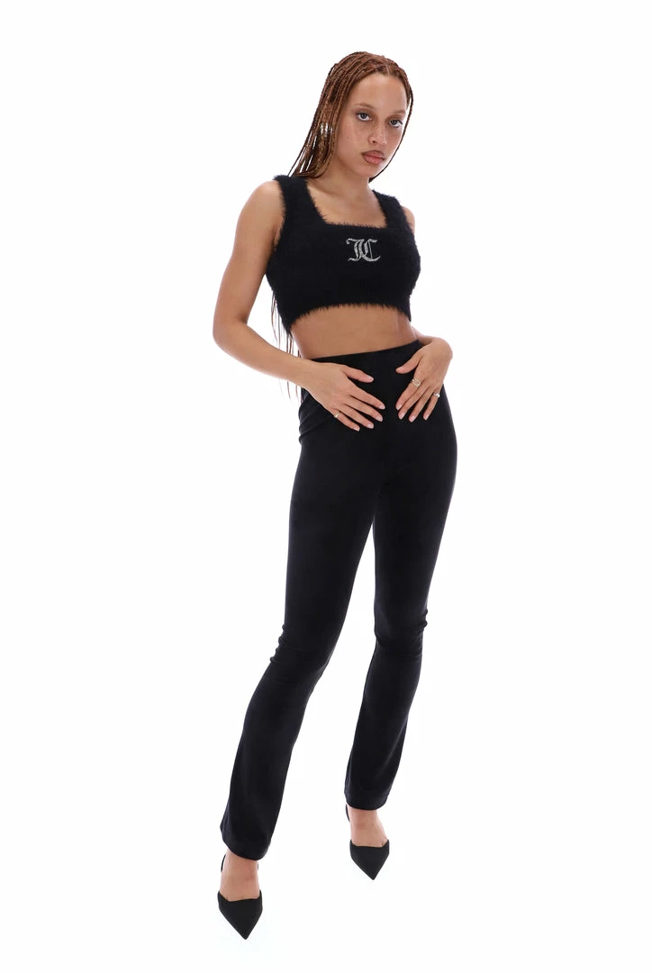 JUICY COUTURE TOPS BLACK FLUFFY KNIT CROP TOP