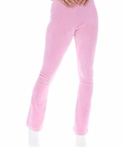 JUICY COUTURE SPRING SUMMER'22 COLLECTION PINK PETAL VELOUR DIAMANTE FLARED PANTS