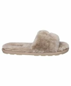 JUICY COUTURE WARM TAUPE FUR FLAT SLIPPERS