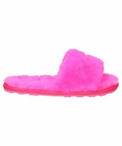 JUICY COUTURE FLURO PINK FUR FLAT SLIPPERS