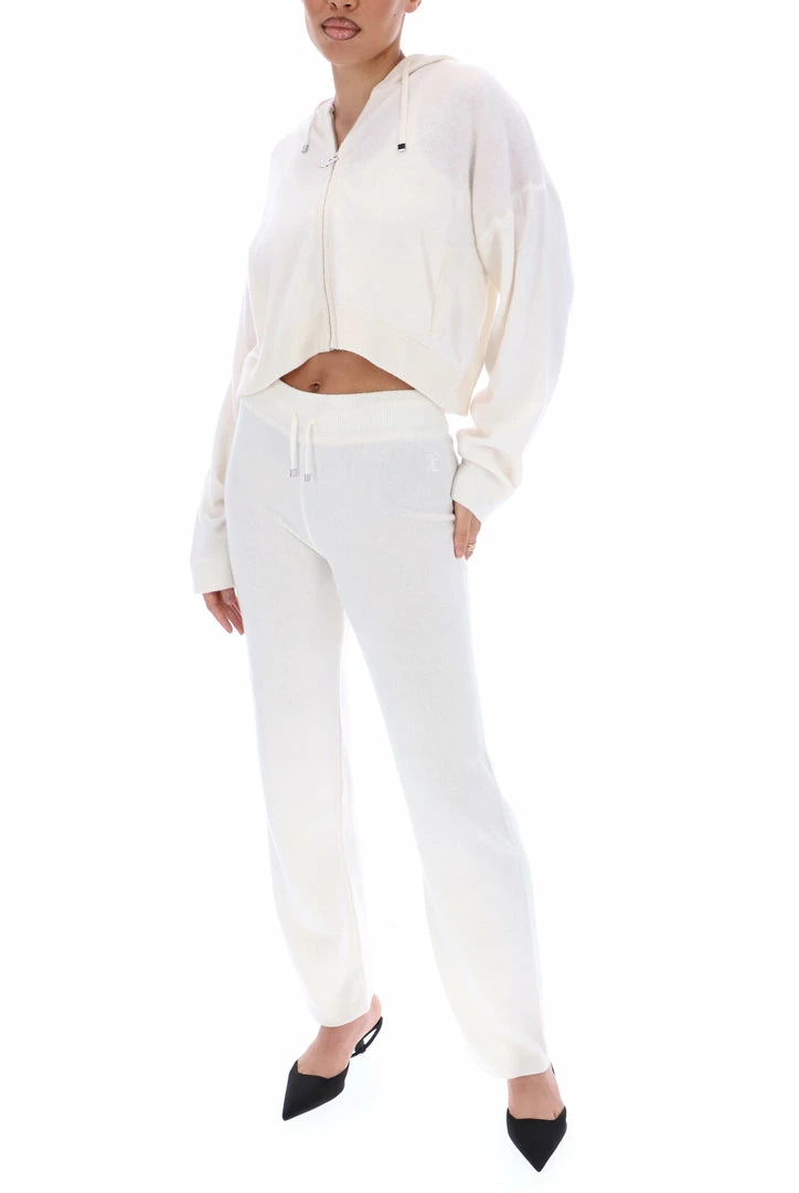 JUICY COUTURE HOODIES & TRACK TOPS CREAM CASHMERE BLEND KNITTED HOODIE