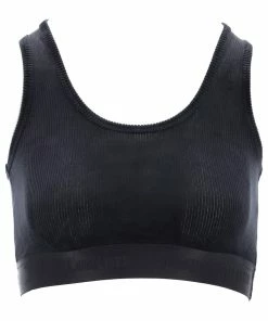 JUICY COUTURE BLACK RIBBED VELOUR RACER BRA