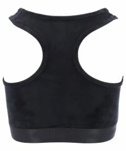 JUICY COUTURE BLACK RIBBED VELOUR RACER BRA