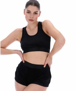 JUICY COUTURE BLACK RIBBED VELOUR RACER BRA