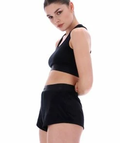 JUICY COUTURE BOTTOMS BLACK RIBBED VELOUR FLARED SHORTS