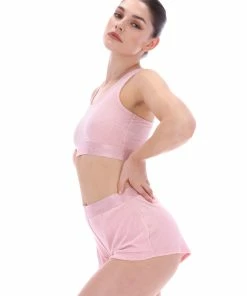 JUICY COUTURE ALMOND BLOSSOM RIBBED VELOUR FLARED SHORTS