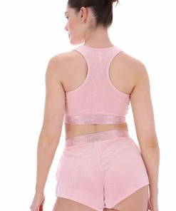 JUICY COUTURE ALMOND BLOSSOM RIBBED VELOUR FLARED SHORTS