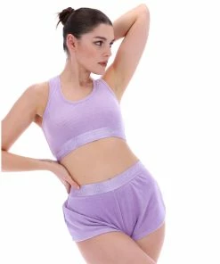 JUICY COUTURE PASTEL LILAC RIBBED VELOUR FLARED SHORTS BOTTOMS