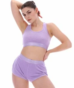 JUICY COUTURE PASTEL LILAC RIBBED VELOUR FLARED SHORTS BOTTOMS