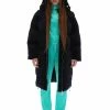 JUICY COUTURE BLACK LONGLINE VELOUR PUFFER COAT