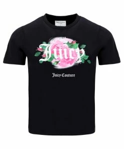 JUICY COUTURE BLACK FANTASY FLORAL GRAPHIC GIRLFRIEND TEE