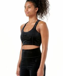 Juicy Couture UK TOPS BLACK VELVET AND MESH EMBROIDERED RACER BRA