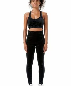 Juicy Couture UK BLACK VELVET EMBROIDERED SPORTS LEGGINGS