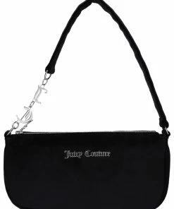 JUICY COUTURE BLACK VELOUR CHARM SHOULDER BAG SPRING SUMMER '22 COLLECTION