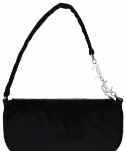 JUICY COUTURE BLACK VELOUR CHARM SHOULDER BAG SPRING SUMMER '22 COLLECTION