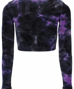JUICY COUTURE PURPLE TIE DYE LONG SLEEVE VELOUR CROP TOP