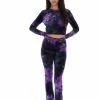 JUICY COUTURE TRACKSUITS PURPLE TIE DYE VELOUR DIAMANTE FLARED PANTS