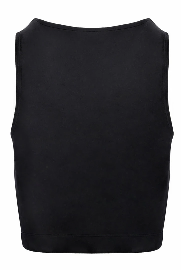 JUICY COUTURE BLACK VELOUR DIAMANTE CROP TOP