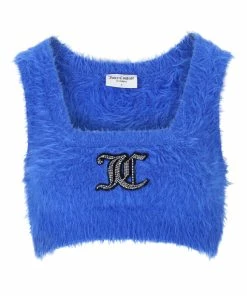 JUICY COUTURE PRINCESS BLUE FLUFFY KNIT CROP TOP