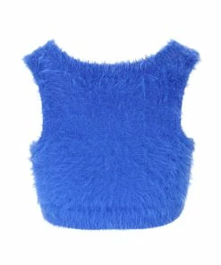 JUICY COUTURE PRINCESS BLUE FLUFFY KNIT CROP TOP