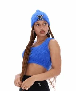 JUICY COUTURE PRINCESS BLUE FLUFFY KNIT CROP TOP