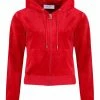 JUICY COUTURE ASTOR RED LUXE VELOUR ROBERTSON HOODIE