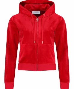 JUICY COUTURE ASTOR RED LUXE VELOUR ROBERTSON HOODIE