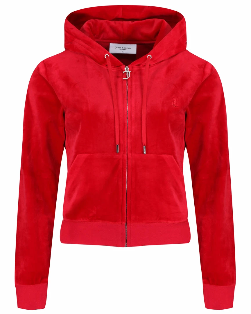 JUICY COUTURE ASTOR RED LUXE VELOUR ROBERTSON HOODIE