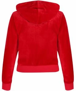 JUICY COUTURE ASTOR RED LUXE VELOUR ROBERTSON HOODIE