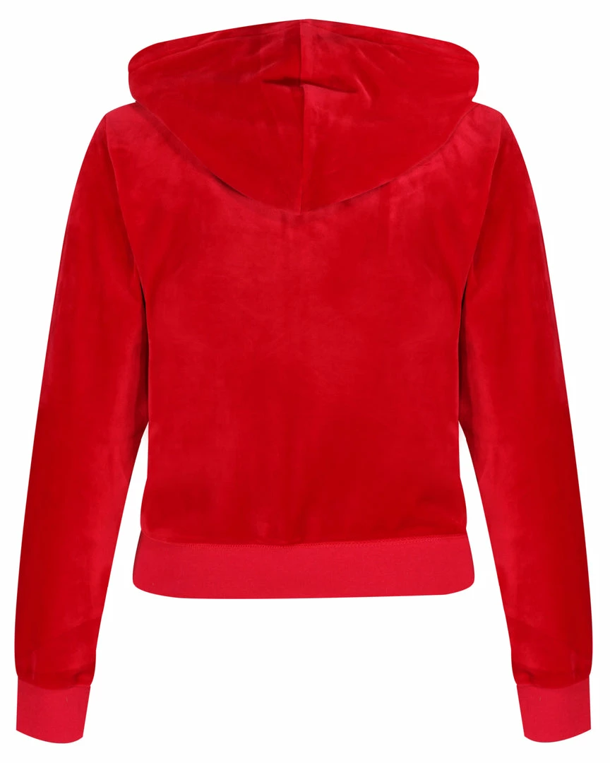 JUICY COUTURE ASTOR RED LUXE VELOUR ROBERTSON HOODIE