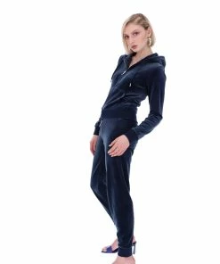 JUICY COUTURE NIGHT SKY BLUE CLASSIC VELOUR CUFFED JOGGER