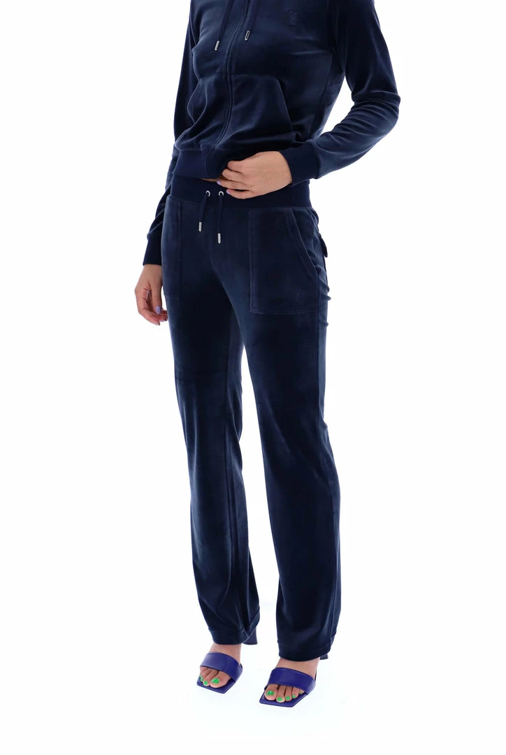 JUICY COUTURE NIGHT SKY BLUE CLASSIC VELOUR DEL RAY POCKETED BOTTOMS TRACKSUITS