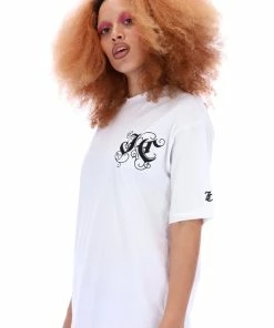 JUICY COUTURE WHITE SHORT SLEEVED GOTHIC VINE JC BOYFRIEND TEE TOPS