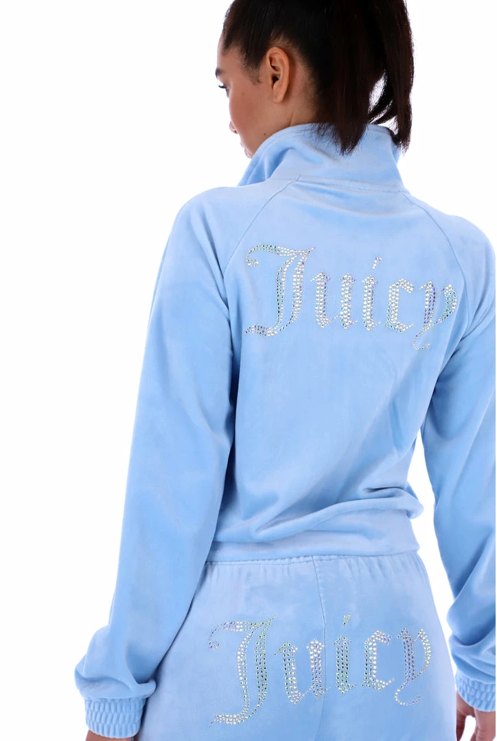 JUICY COUTURE POWDER BLUE VELOUR DIAMANTE TRACKTOP TRACKSUITS