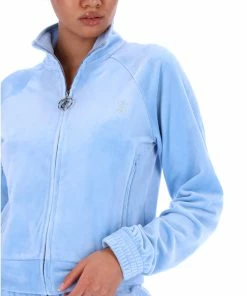 JUICY COUTURE POWDER BLUE VELOUR DIAMANTE TRACKTOP TRACKSUITS