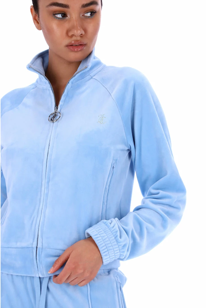 JUICY COUTURE POWDER BLUE VELOUR DIAMANTE TRACKTOP TRACKSUITS