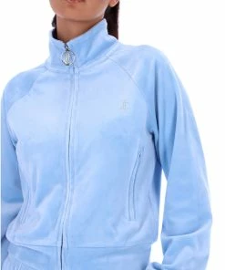 JUICY COUTURE POWDER BLUE VELOUR DIAMANTE TRACKTOP TRACKSUITS