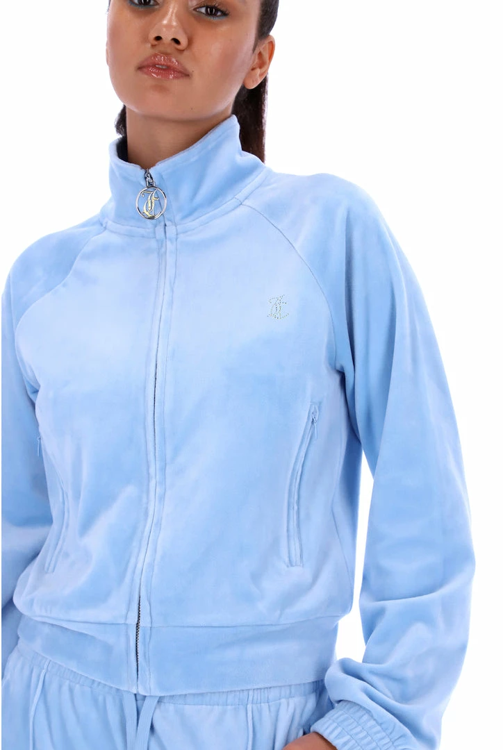 JUICY COUTURE POWDER BLUE VELOUR DIAMANTE TRACKTOP TRACKSUITS