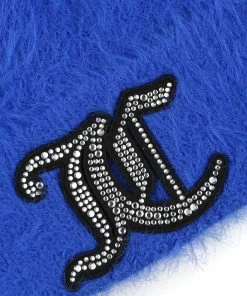 JUICY COUTURE ACCESSORIES PRINCESS BLUE FLUFFY KNIT DIAMANTE BEANIE