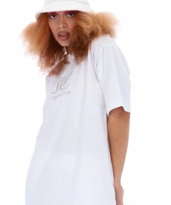 JUICY COUTURE WHITE SHORT SLEEVED DIAMANTE JC STACKED BOYFRIEND TEE