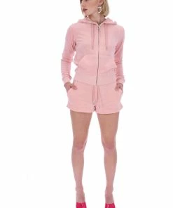 JUICY COUTURE PALE PINK TERRY TOWELLING TRACK SHORT TRACKSUITS