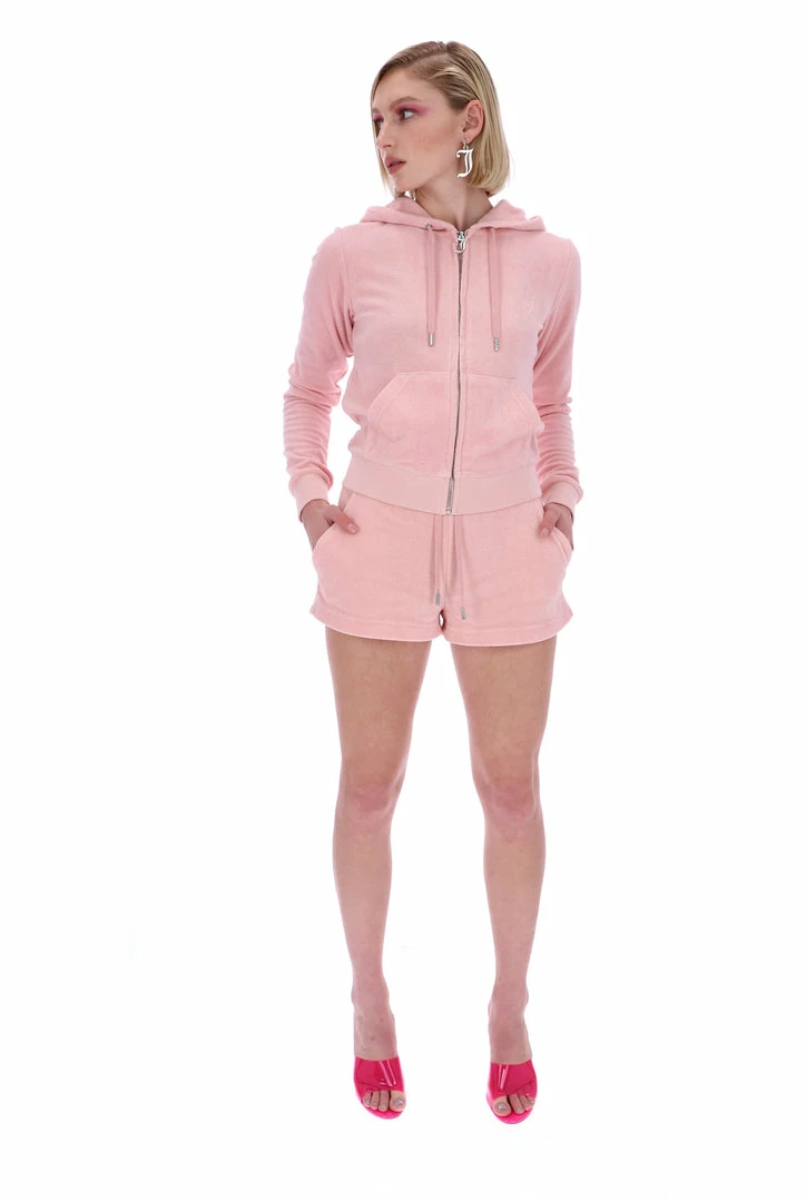 JUICY COUTURE PALE PINK TERRY TOWELLING TRACK SHORT TRACKSUITS