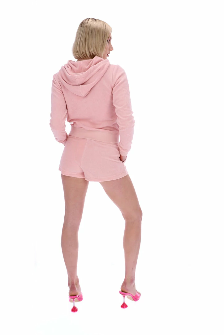 JUICY COUTURE PALE PINK TERRY TOWELLING TRACK SHORT TRACKSUITS